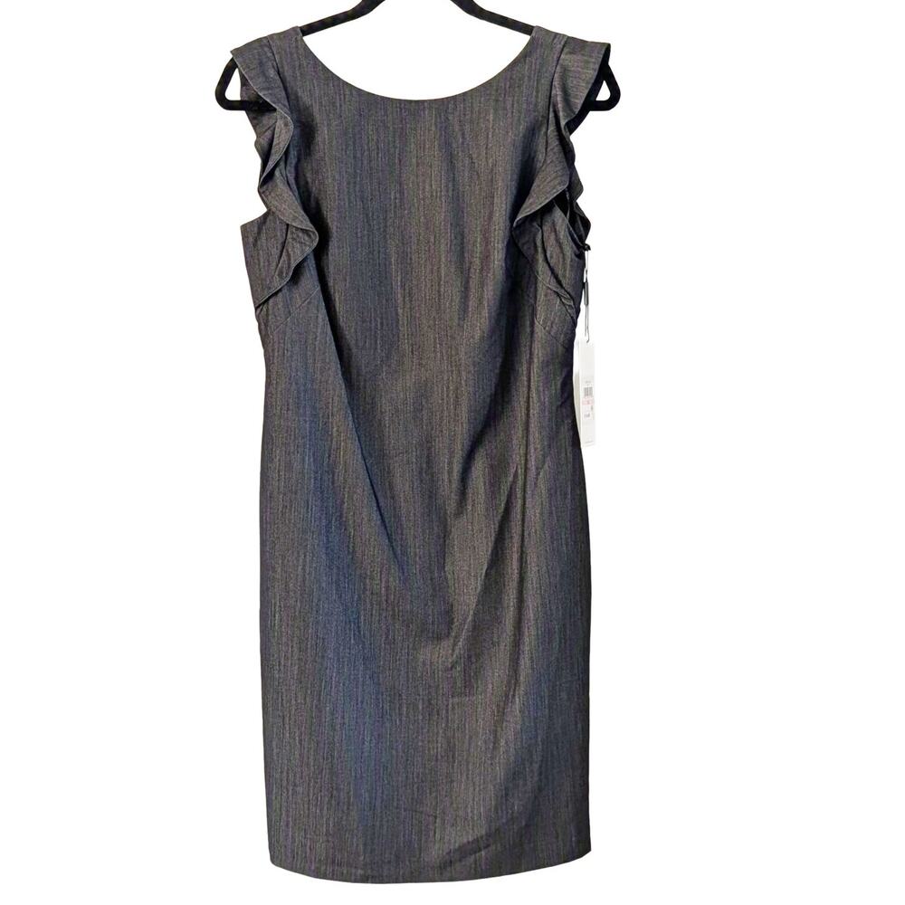 NEW Calvin Klein Gray Ruffle Sleeve Sheath Dress Size 10 Career Office